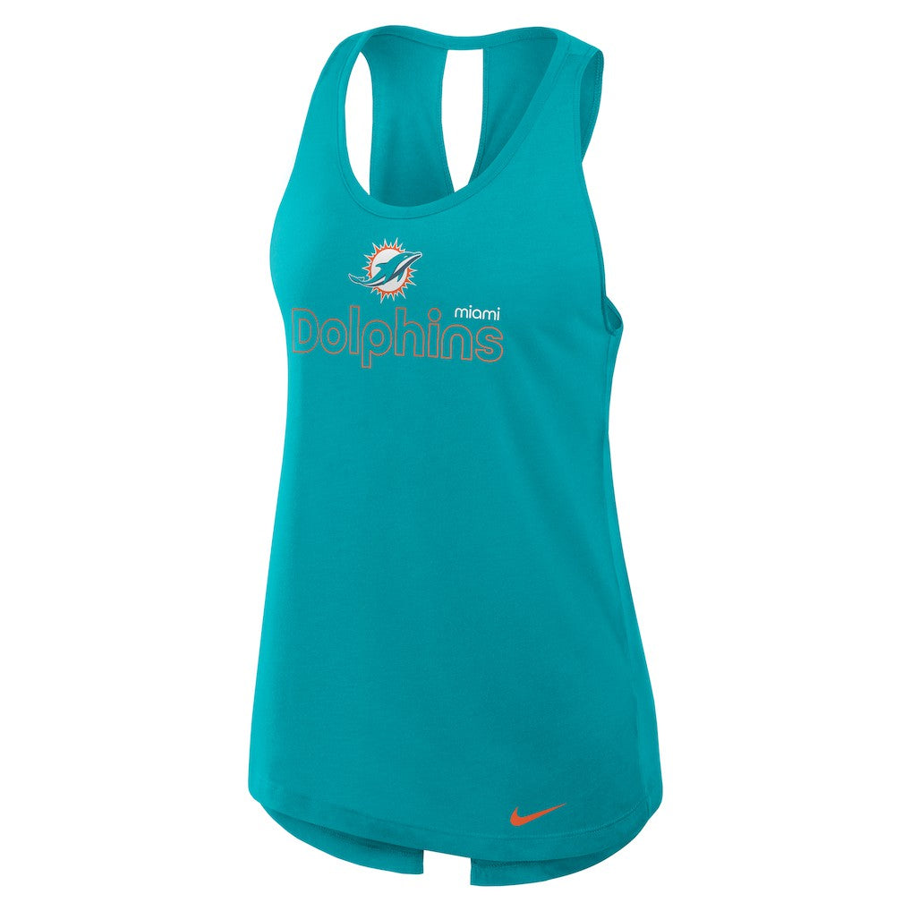 Miami Dolphins Women's Open-Back Crisscross Dri-FIT Tank Top - Aqua outlet