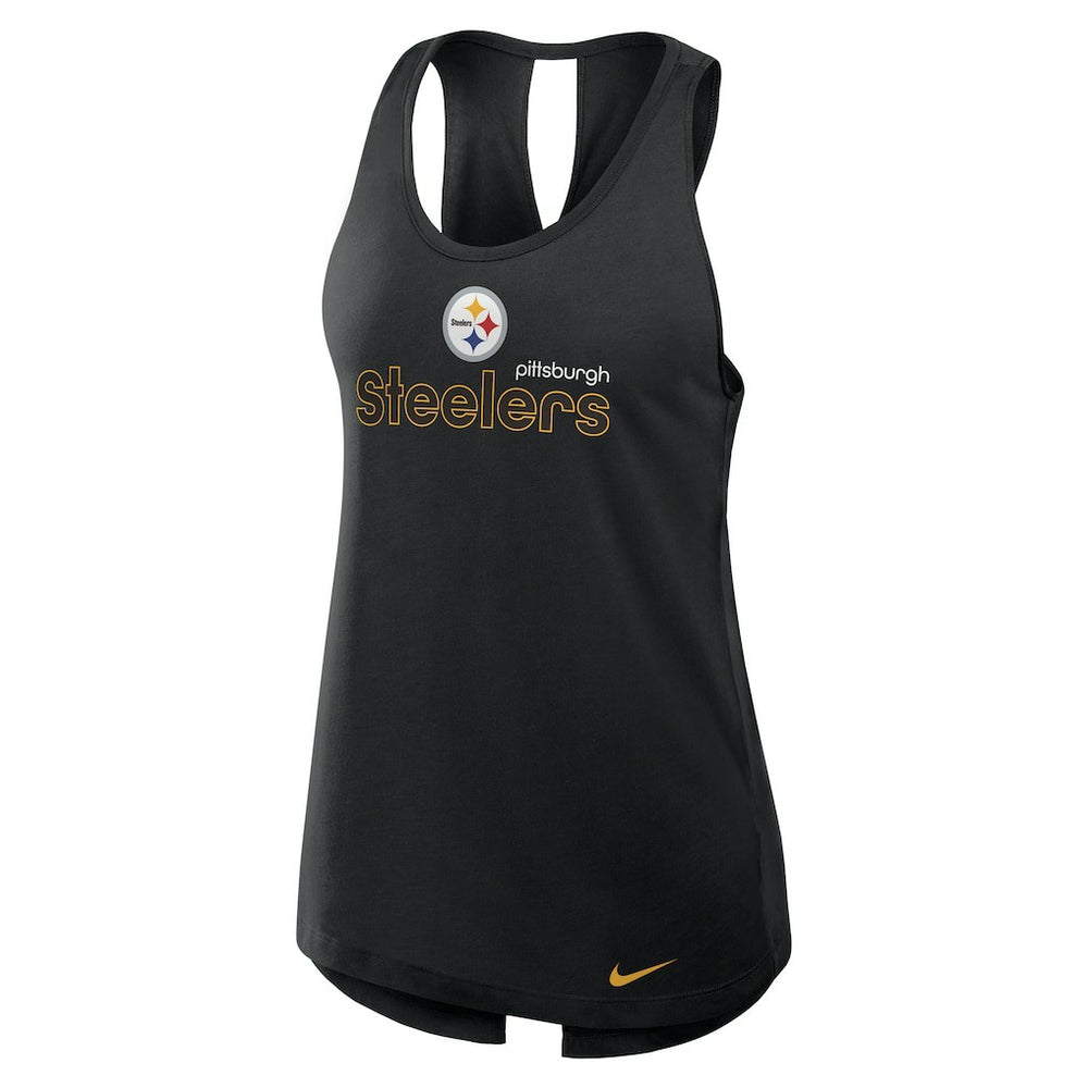 Pittsburgh Steelers Women's Open-Back Crisscross Dri-FIT Tank Top - Black cheap