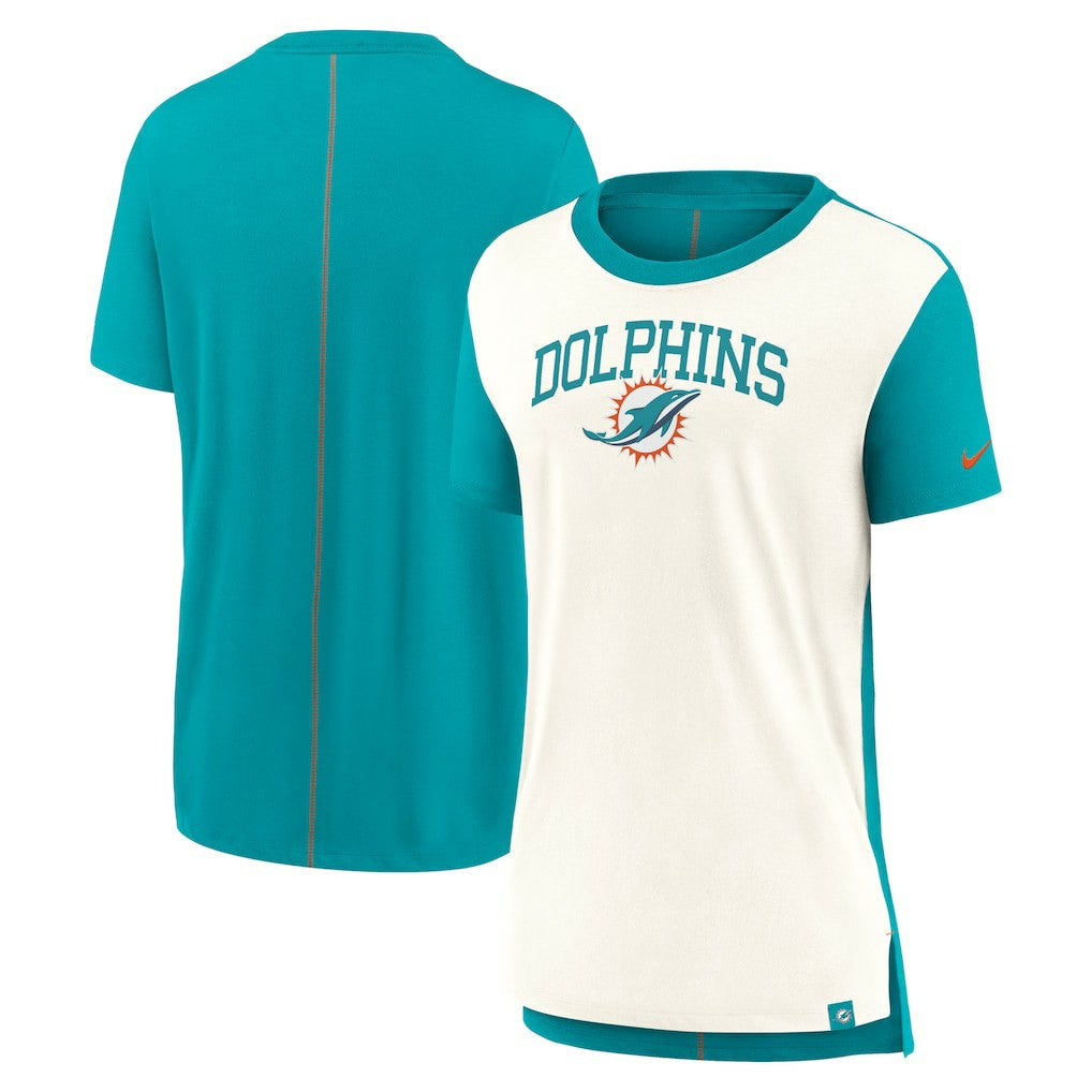 Miami Dolphins Women's Wordmark Tri-Blend T-Shirt - Cream/Aqua online