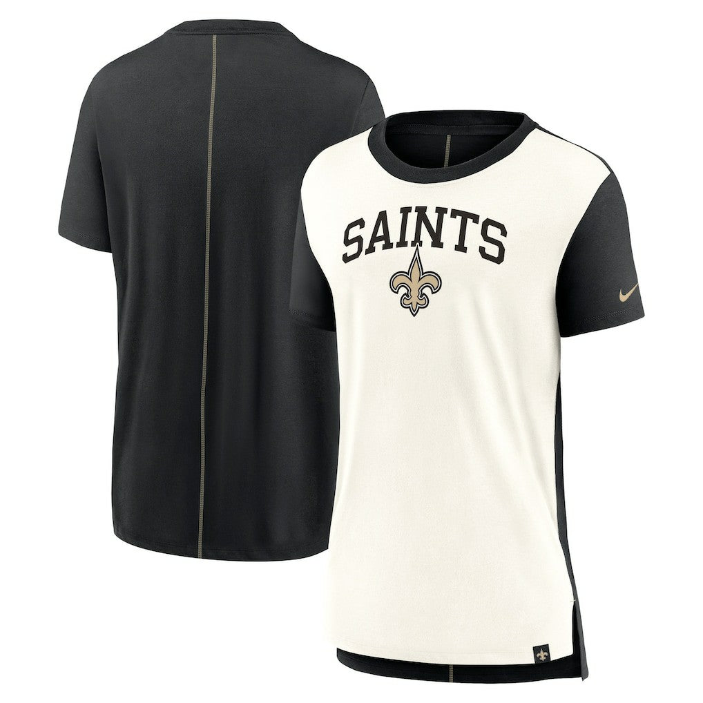 New Orleans Saints Women's Wordmark Tri-Blend T-Shirt - Cream/Black for sale