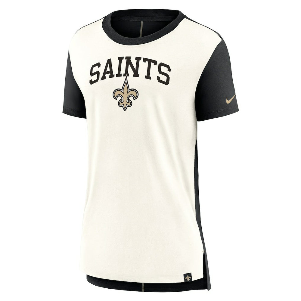 New Orleans Saints Women's Wordmark Tri-Blend T-Shirt - Cream/Black for sale