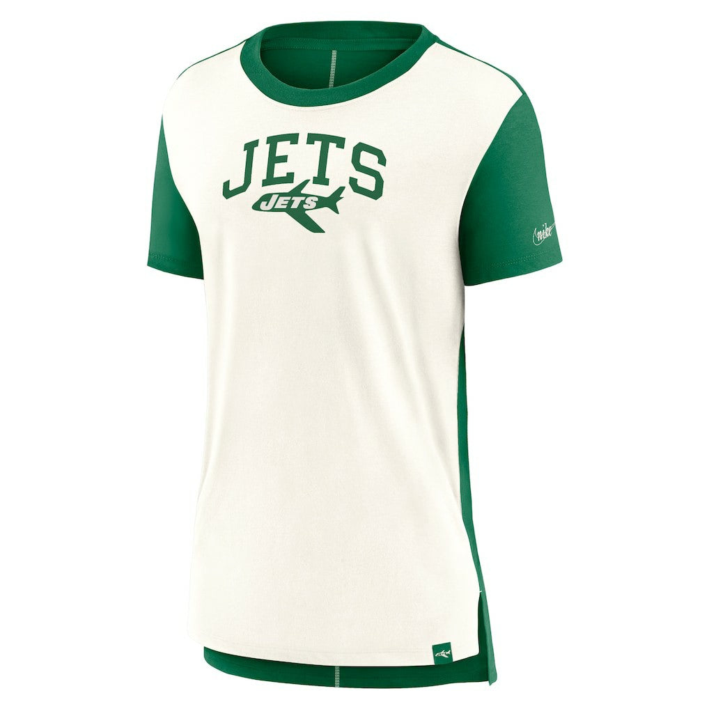 New York Jets Women's Wordmark Tri-Blend T-Shirt - Cream/Kelly Green sale