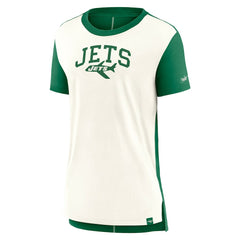 New York Jets Women's Wordmark Tri-Blend T-Shirt - Cream/Kelly Green sale