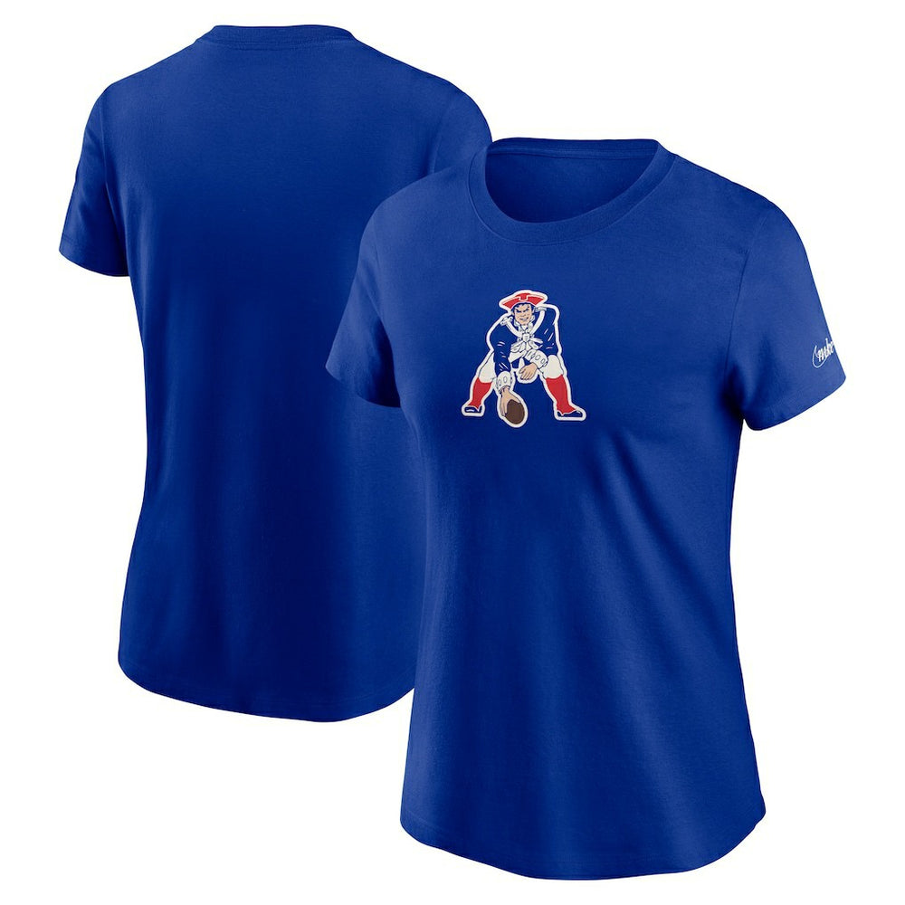 New England Patriots Women's Throwback Primary Logo T-Shirt - Royal discount