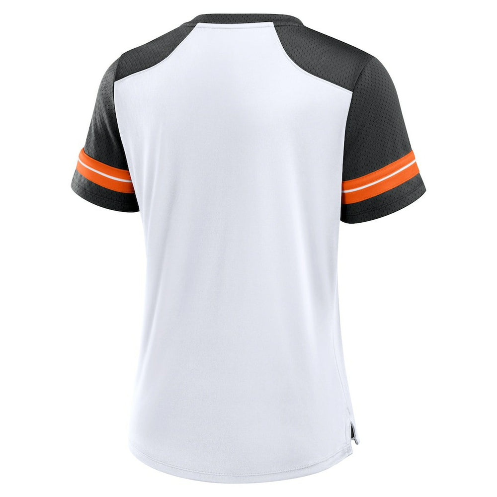 Cincinnati Bengals Women's Foiled Primary Lace-Up T-Shirt - White/Black for sale