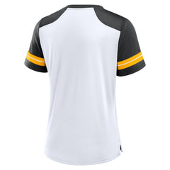 Pittsburgh Steelers Women's Foiled Primary Lace-Up T-Shirt - White/Black online