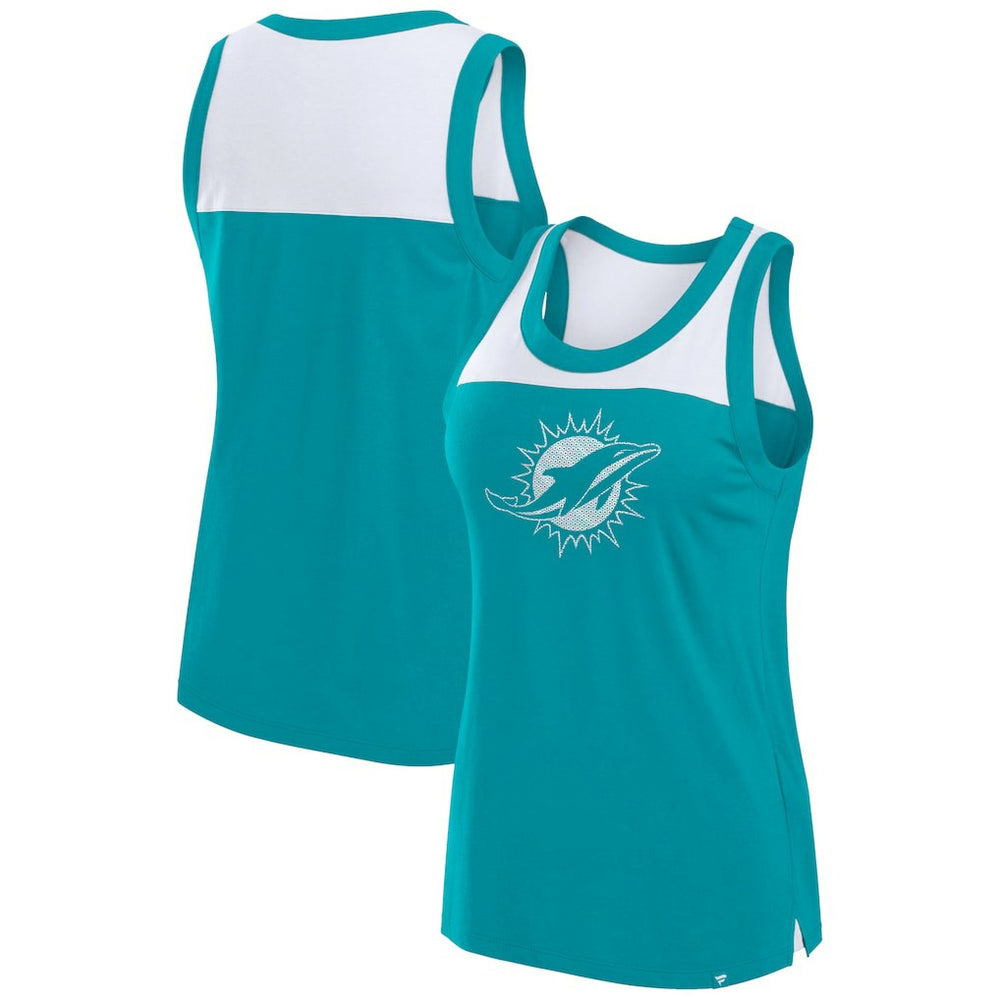 Miami Dolphins Women's Sequin Tank Top - Aqua outlet
