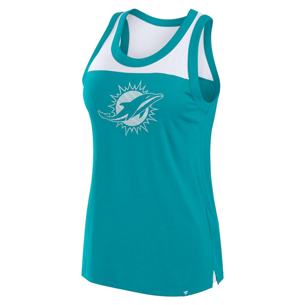 Miami Dolphins Women's Sequin Tank Top - Aqua outlet