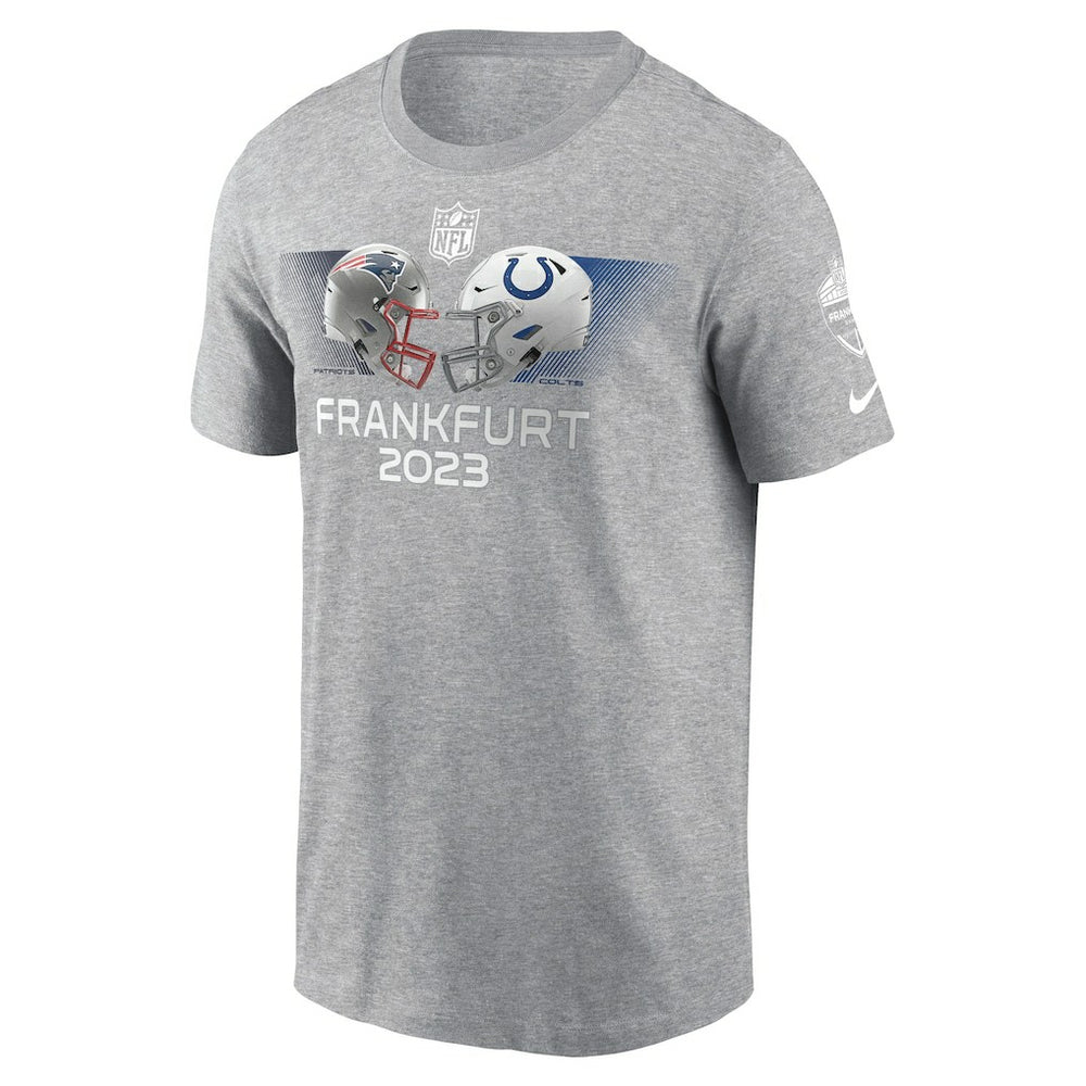 New England Patriots vs. Indianapolis Colts 2023 Frankfurt Game Essential T-Shirt - Heather Gray cheap
