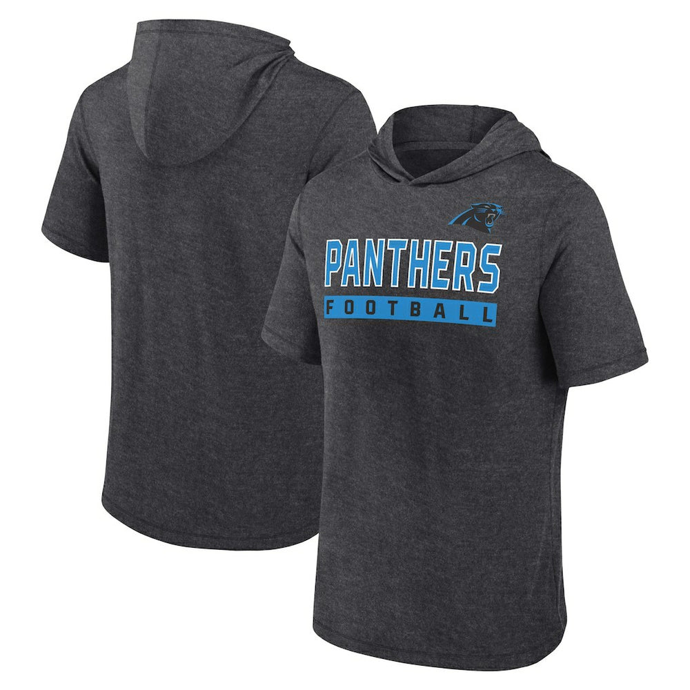 Carolina Panthers Push Short Sleeve Pullover Hoodie - Heather Charcoal discount