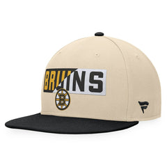 Boston Bruins Fanatics Goalaso Snapback Hat - Cream/Black Hats