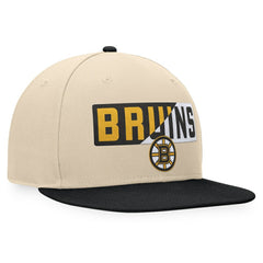 Boston Bruins Fanatics Goalaso Snapback Hat - Cream/Black Hats