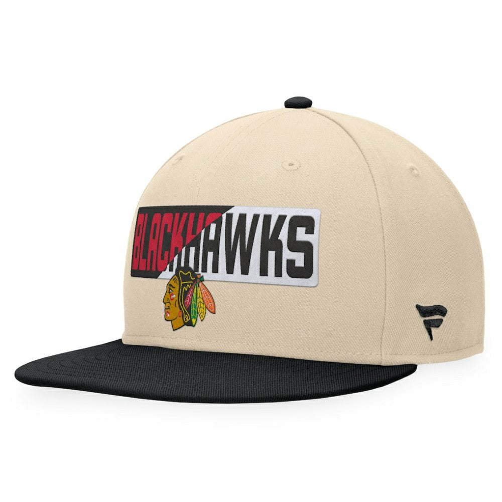 Chicago Blackhawks Fanatics Goalaso Snapback Hat - Cream/Black Hats