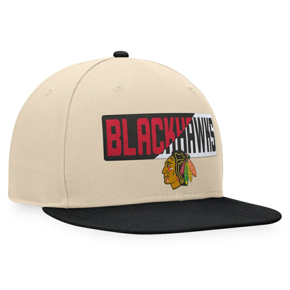 Chicago Blackhawks Fanatics Goalaso Snapback Hat - Cream/Black Hats