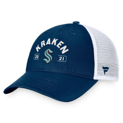 Seattle Kraken Fanatics Free Kick Trucker Adjustable Hat - Deep Sea Blue/White Hats