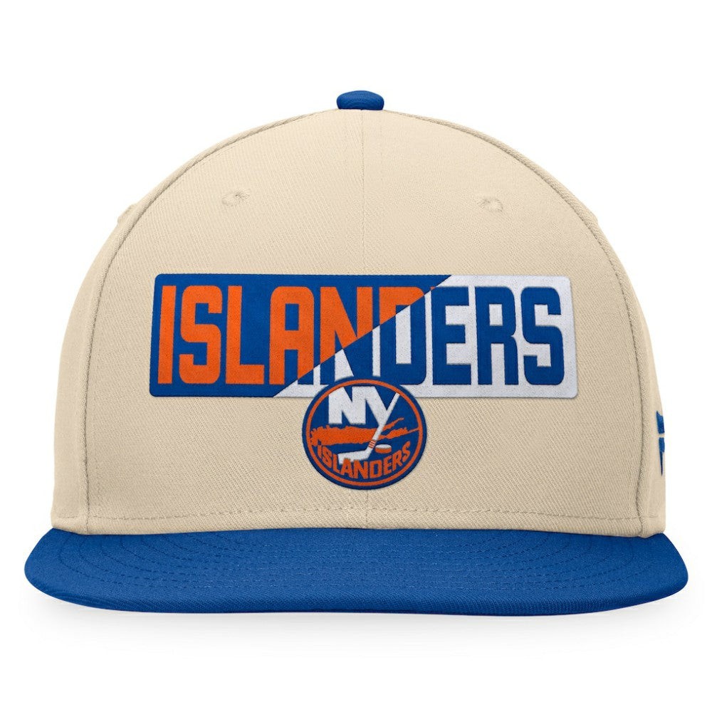 New York Islanders Fanatics Goalaso Snapback Hat - Cream/Royal Hats