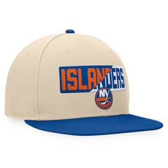 New York Islanders Fanatics Goalaso Snapback Hat - Cream/Royal Hats