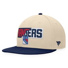 New York Rangers Fanatics Goalaso Snapback Hat - Cream/Navy Hats