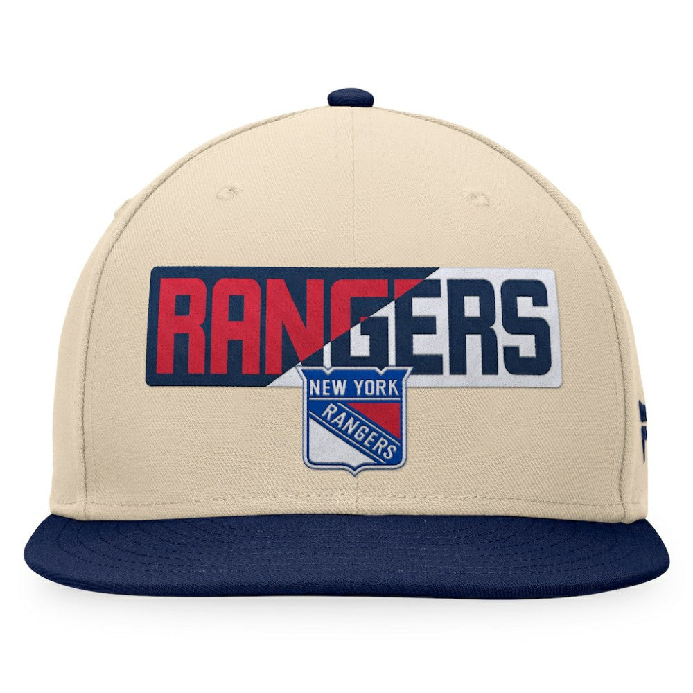 New York Rangers Fanatics Goalaso Snapback Hat - Cream/Navy Hats