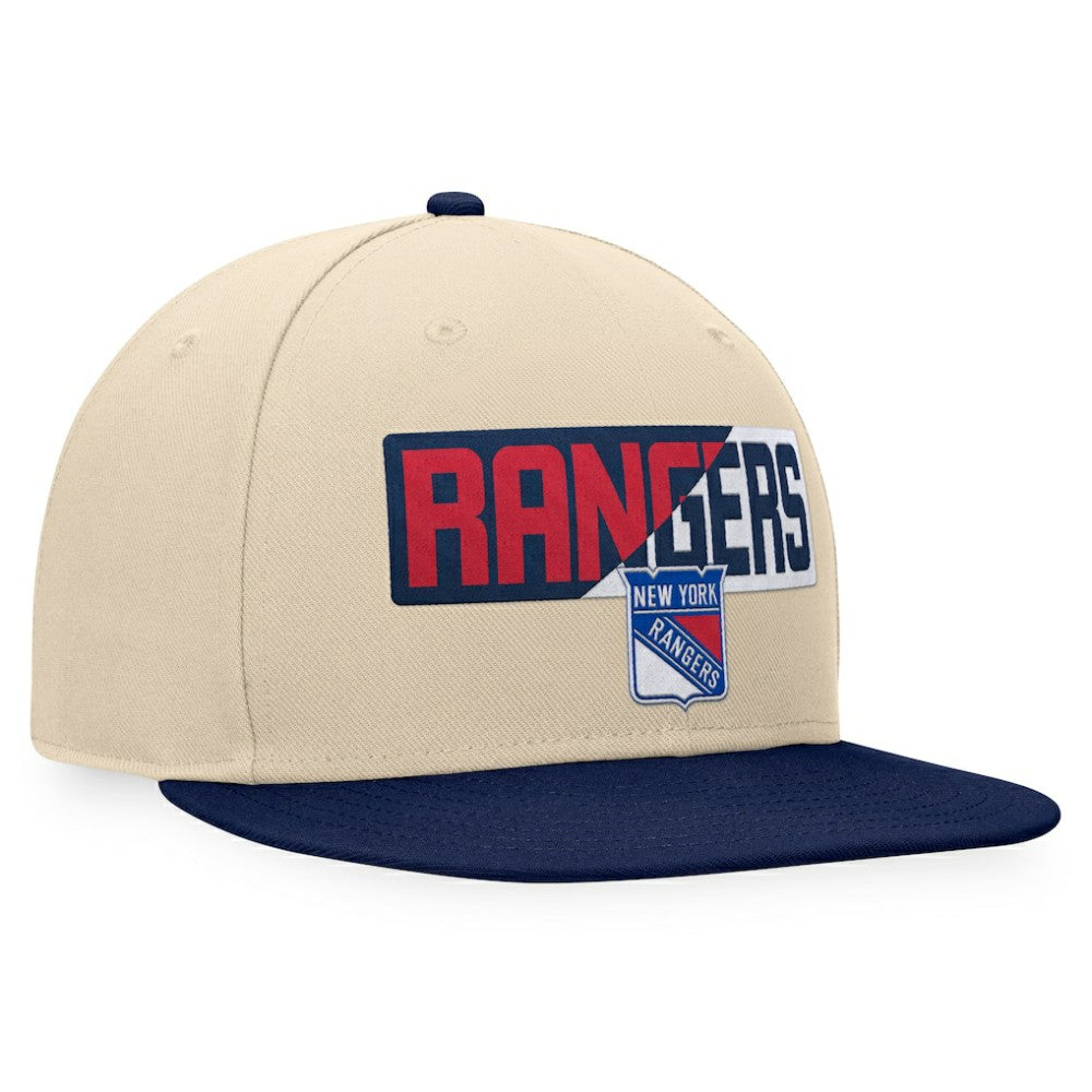 New York Rangers Fanatics Goalaso Snapback Hat - Cream/Navy Hats