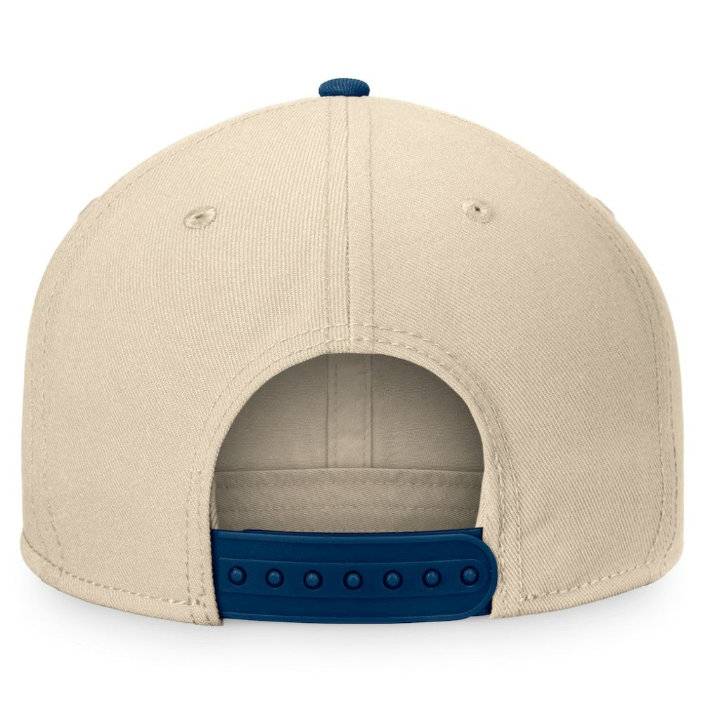 Seattle Kraken Fanatics Goalaso Snapback Hat - Cream/Deep Sea Blue Hats