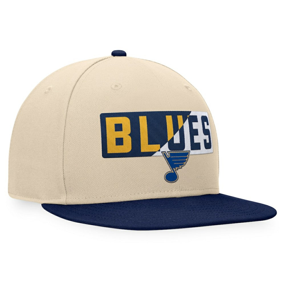 St. Louis Blues Fanatics Goalaso Snapback Hat - Cream/Navy Hats