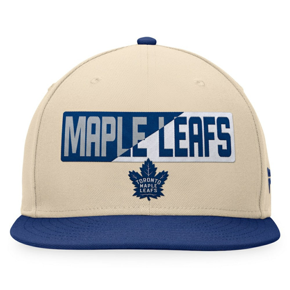 Toronto Maple Leafs Fanatics Goalaso Snapback Hat - Cream/Blue Hats