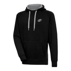Carolina Hurricanes Antigua Metallic Logo Victory Pullover Hoodie - Black Hoodies