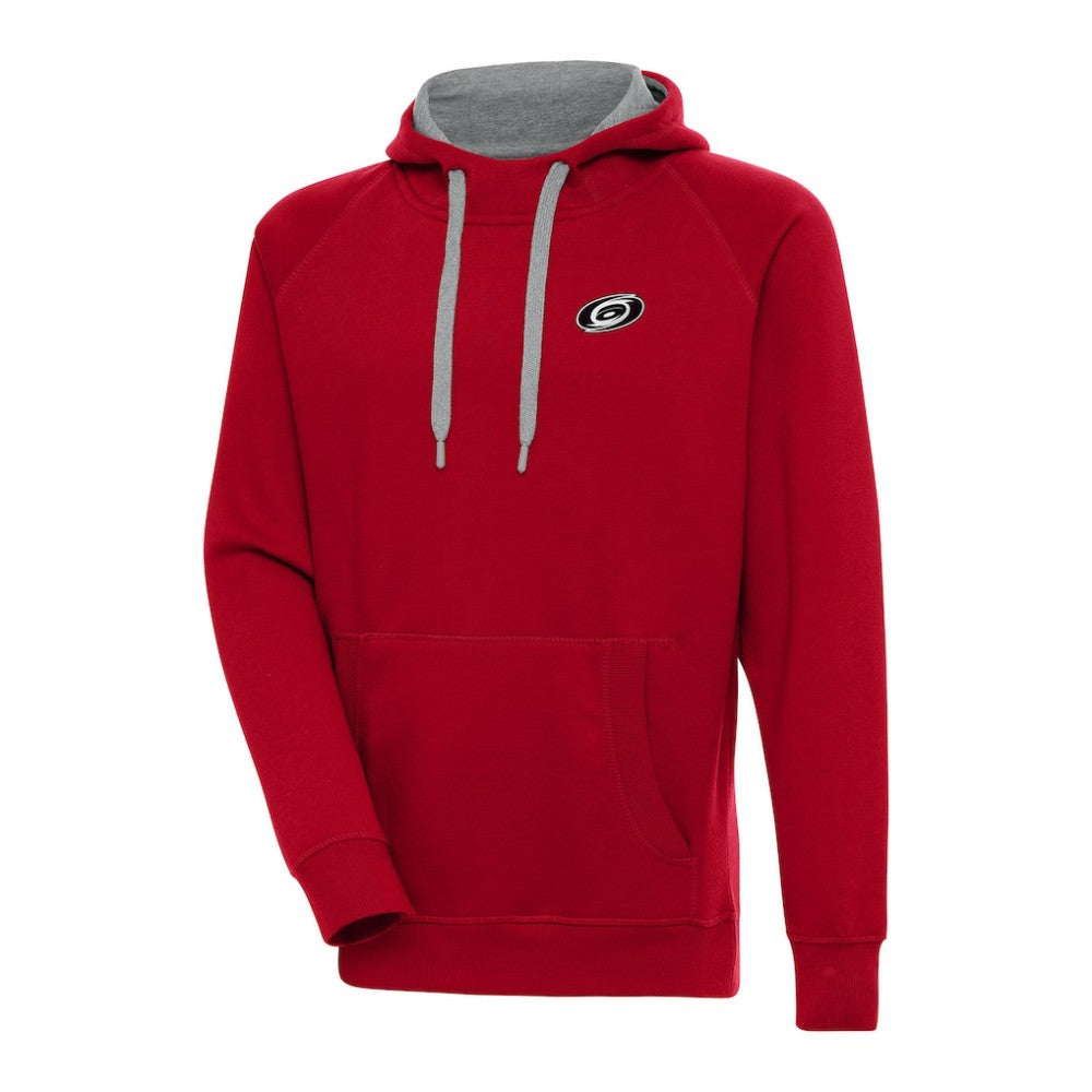 Carolina Hurricanes Antigua Metallic Logo Victory Pullover Hoodie - Red Hoodies