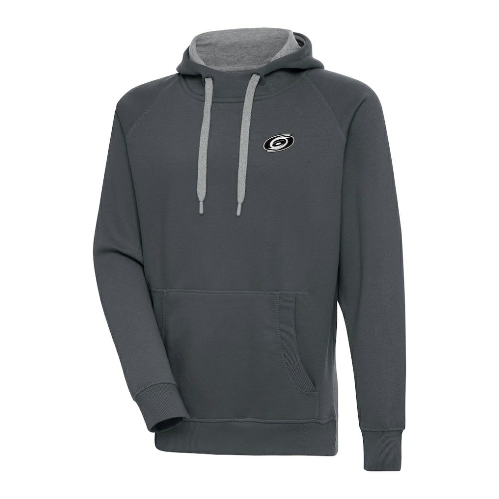 Carolina Hurricanes Antigua Metallic Logo Victory Pullover Hoodie - Charcoal Hoodies