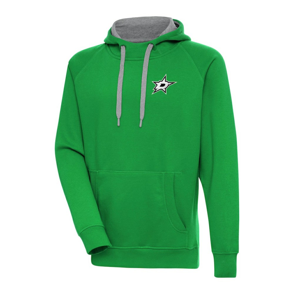 Dallas Stars Antigua Metallic Logo Victory Pullover Hoodie - Kelly Green Hoodies