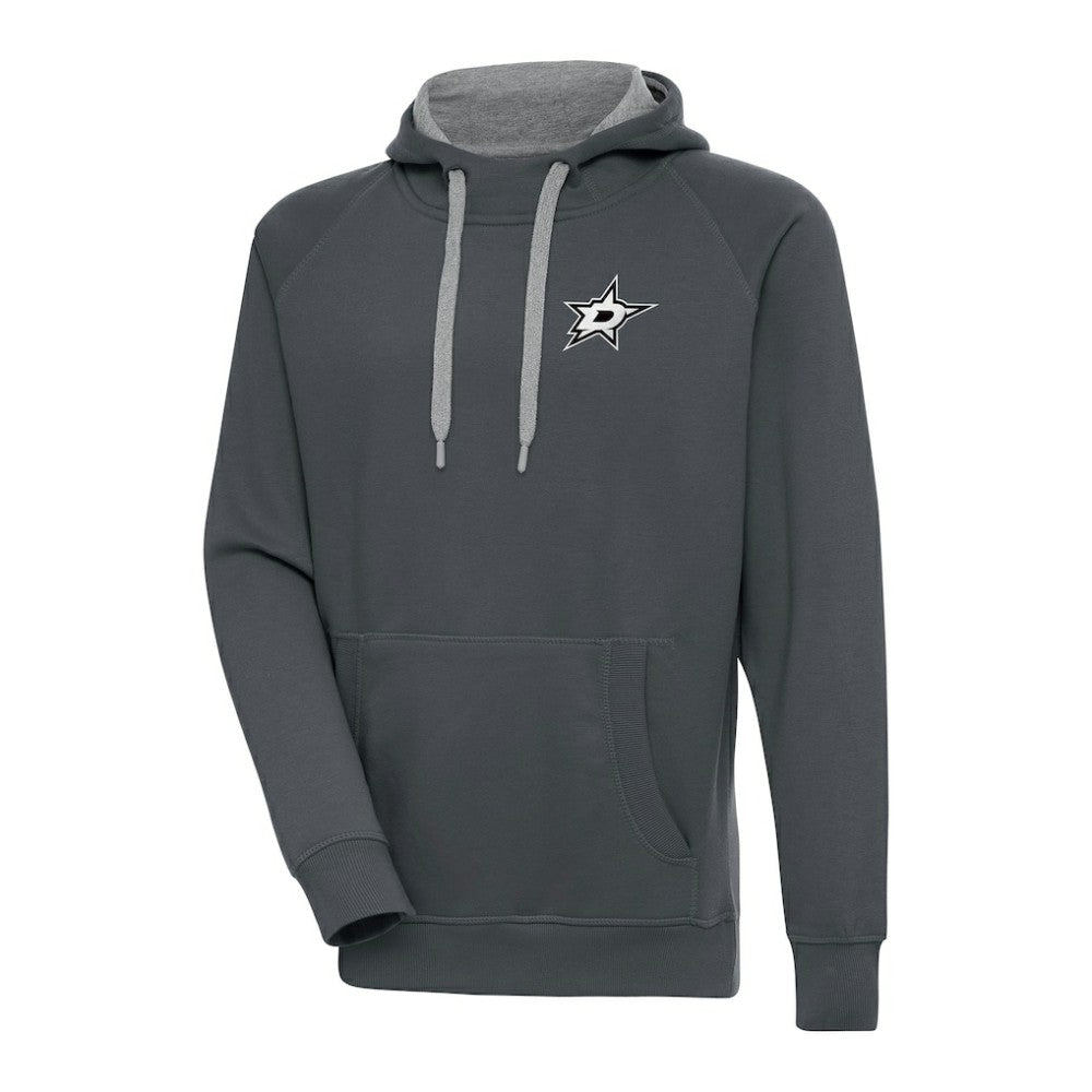 Dallas Stars Antigua Metallic Logo Victory Pullover Hoodie - Charcoal Hoodies