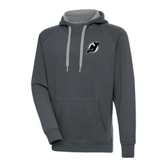 New Jersey Devils Antigua Metallic Logo Victory Pullover Hoodie - Charcoal Jerseys