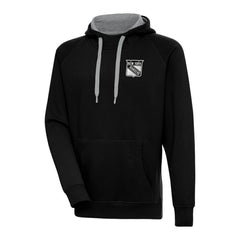 New York Rangers Antigua Metallic Logo Victory Pullover Hoodie - Black Hoodies