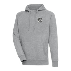 New York Rangers Antigua Metallic Logo Victory Pullover Hoodie - Heather Gray Hoodies