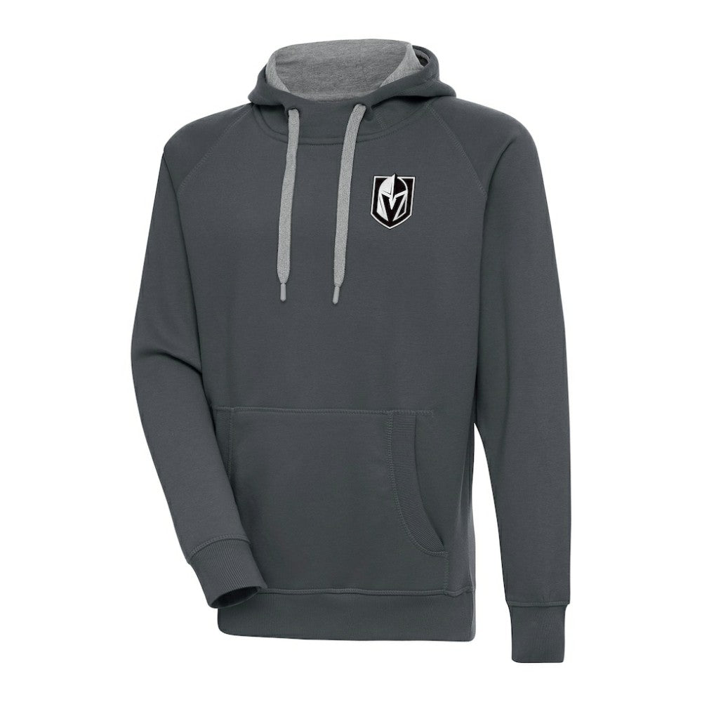 Vegas Golden Knights Antigua Metallic Logo Victory Pullover Hoodie - Charcoal Hoodies