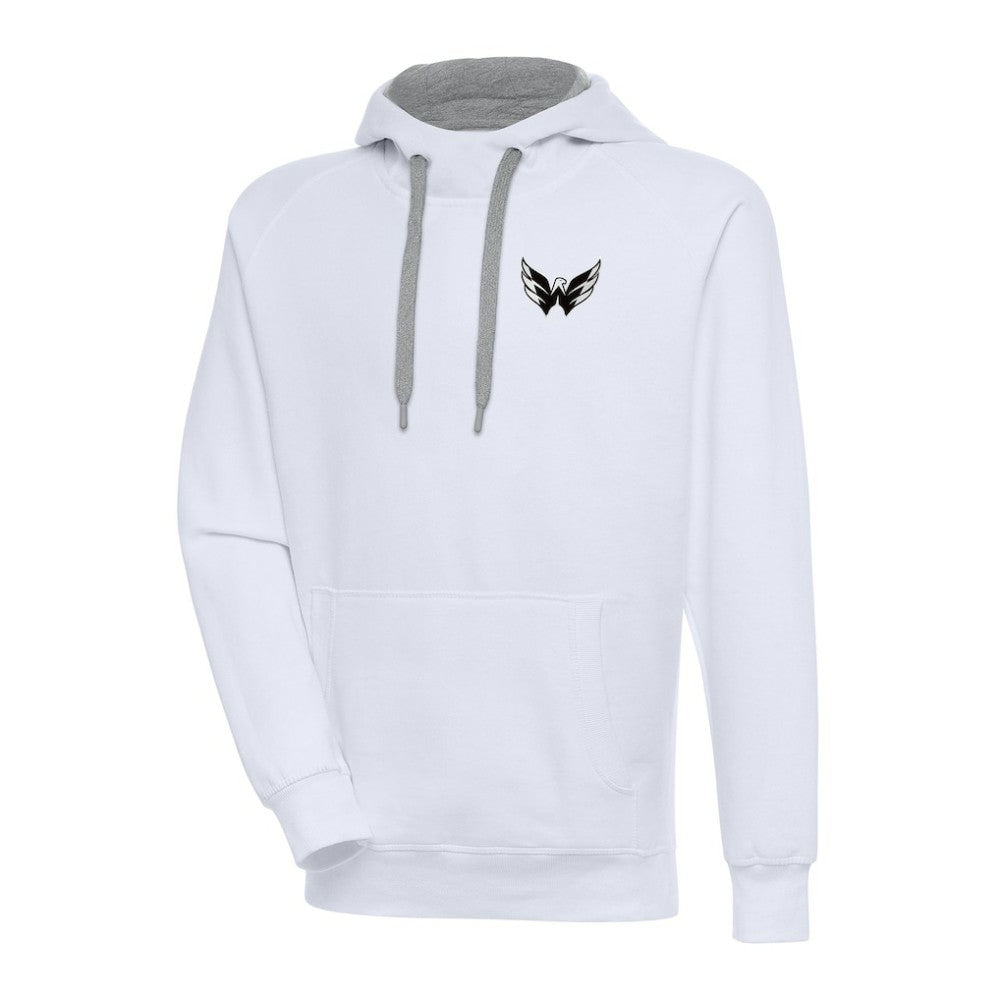 Washington Capitals Antigua Metallic Logo Victory Pullover Hoodie - White Hoodies