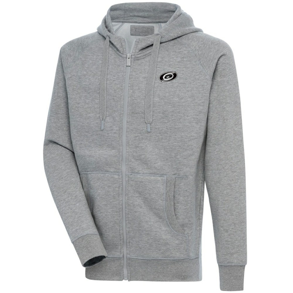 Carolina Hurricanes Antigua Metallic Logo Victory Full-Zip Hoodie - Heather Gray Hoodies