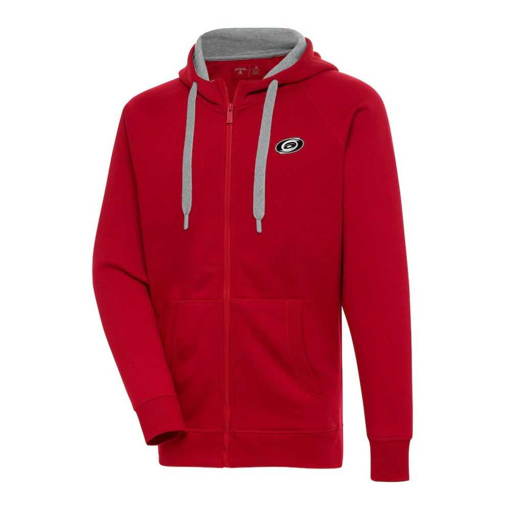 Carolina Hurricanes Antigua Metallic Logo Victory Full-Zip Hoodie - Red Hoodies