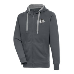 Chicago Blackhawks Antigua Metallic Logo Victory Full-Zip Hoodie - Charcoal Hoodies