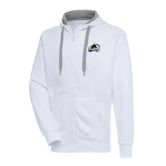 Colorado Avalanche Antigua Metallic Logo Victory Full-Zip Hoodie - White Hoodies