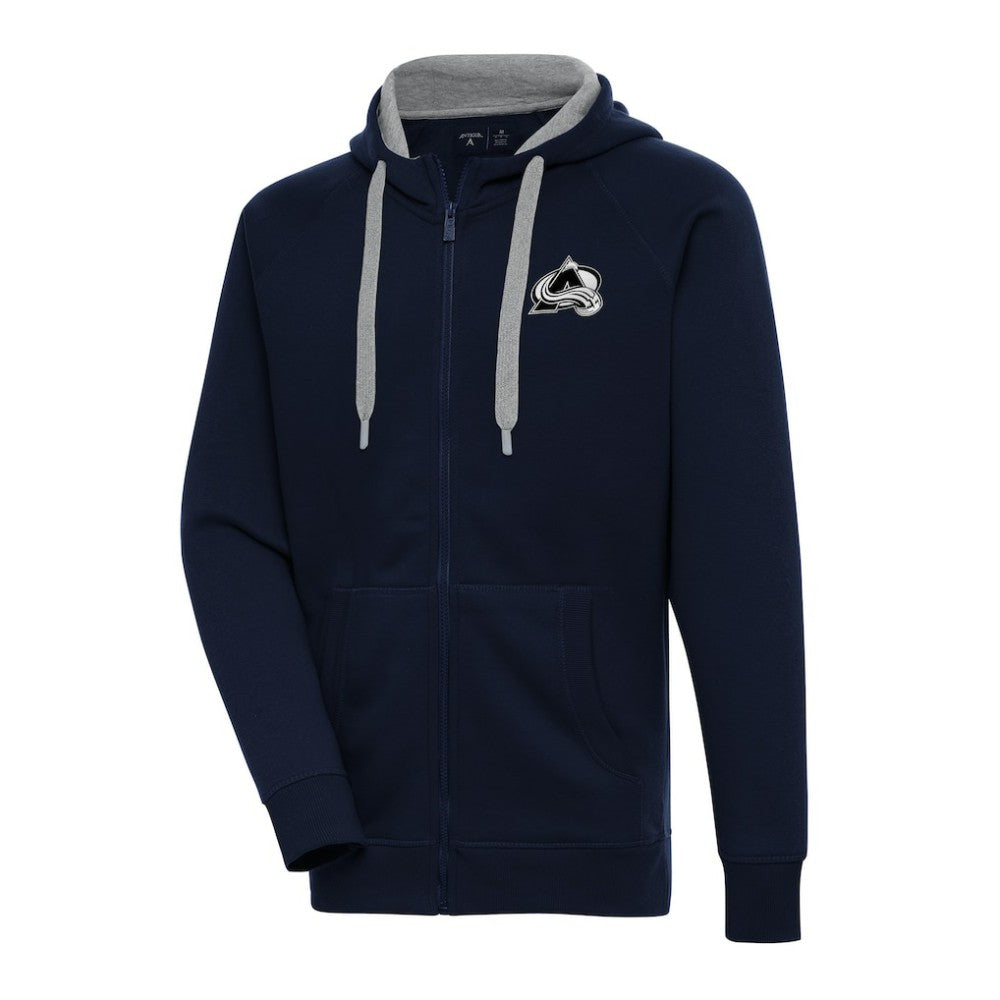 Colorado Avalanche Antigua Metallic Logo Victory Full-Zip Hoodie - Navy Hoodies