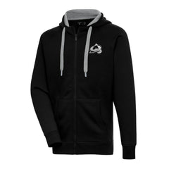 Colorado Avalanche Antigua Metallic Logo Victory Full-Zip Hoodie - Black Hoodies