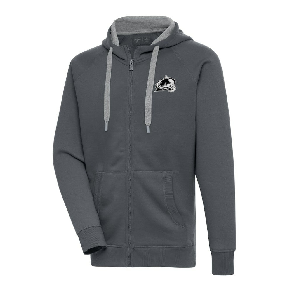 Colorado Avalanche Antigua Metallic Logo Victory Full-Zip Hoodie - Charcoal Hoodies