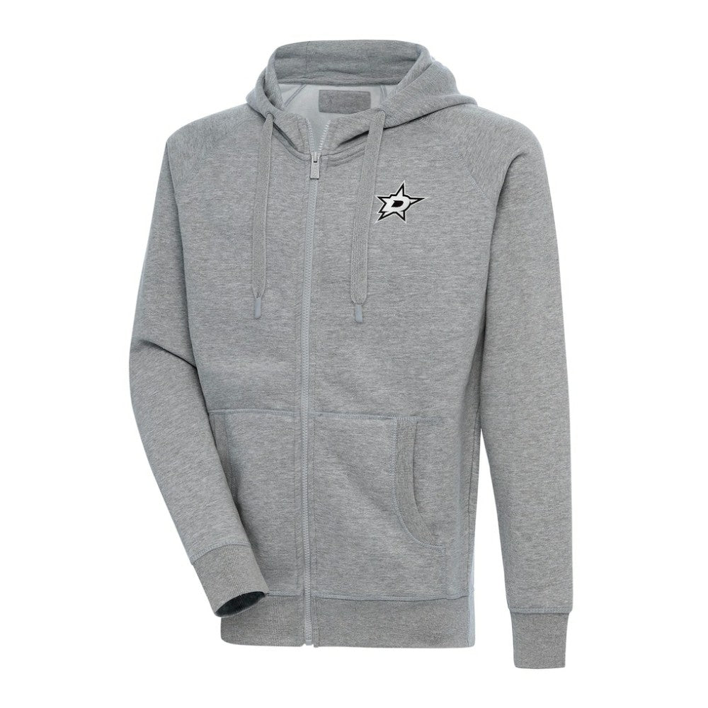 Dallas Stars Antigua Metallic Logo Victory Full-Zip Hoodie - Heather Gray Hoodies