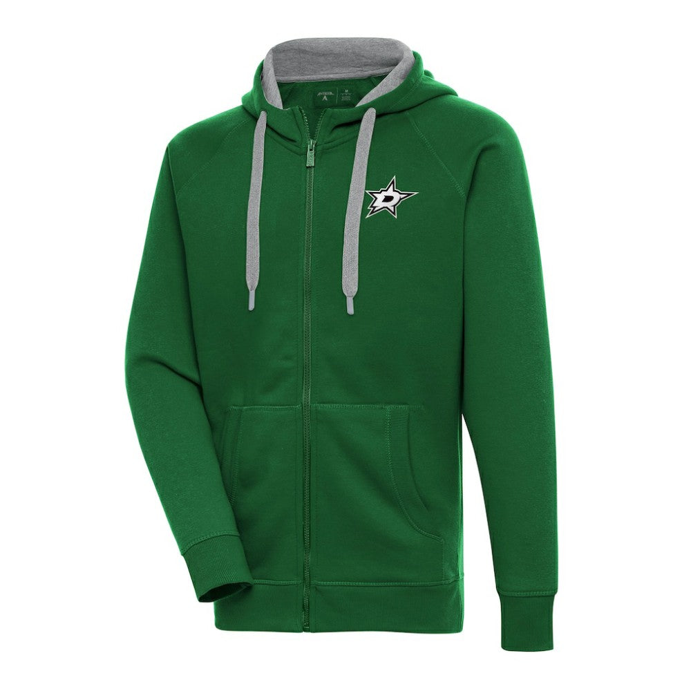 Dallas Stars Antigua Metallic Logo Victory Full-Zip Hoodie - Kelly Green Hoodies
