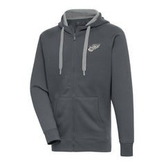 Detroit Red Wings Antigua Metallic Logo Victory Full-Zip Hoodie - Charcoal Hoodies
