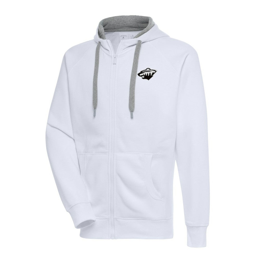 Minnesota Wild Antigua Metallic Logo Victory Full-Zip Hoodie - White Hoodies