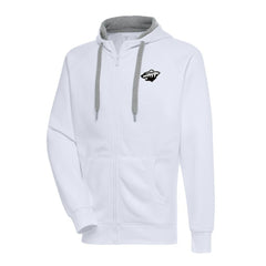 Minnesota Wild Antigua Metallic Logo Victory Full-Zip Hoodie - White Hoodies