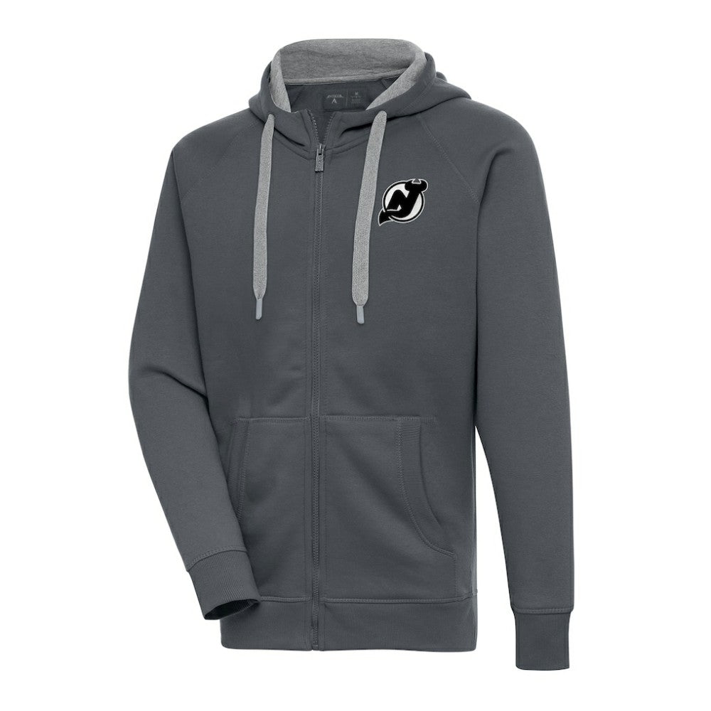 New Jersey Devils Antigua Metallic Logo Victory Full-Zip Hoodie - Charcoal Jerseys